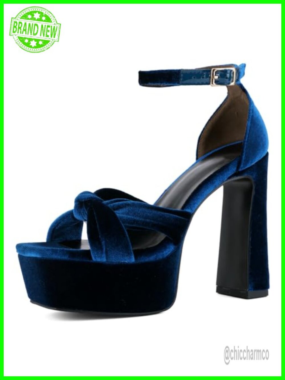 ZBOT Women's Suede Platform Heeled Sandals Bow Knot Ankle Strap Open Toe